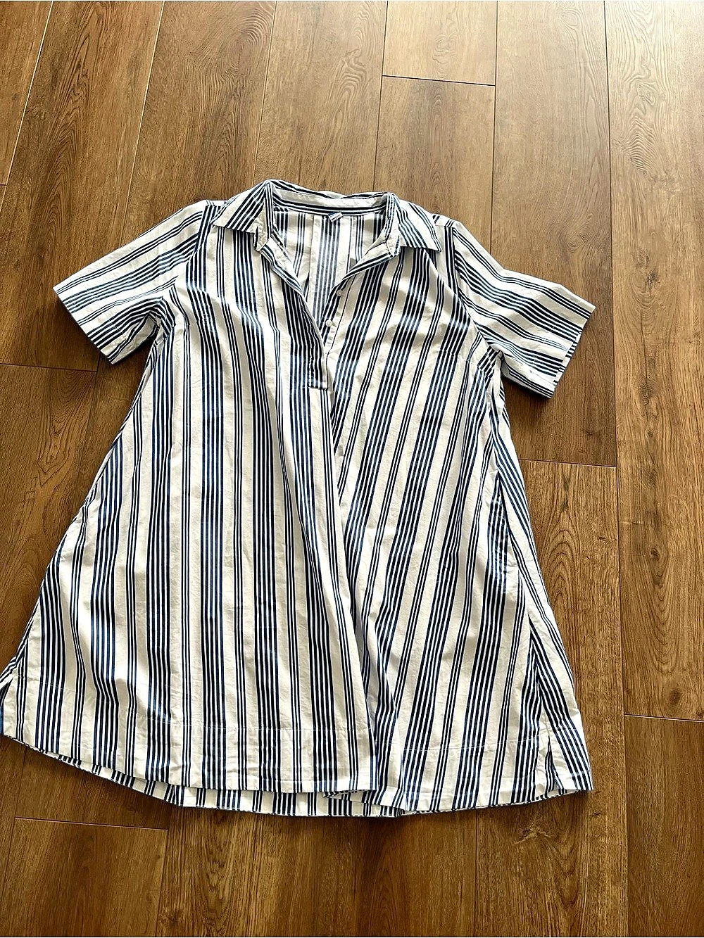 Old Navy Striped Mini Shirt Dress in Blue & White Medium